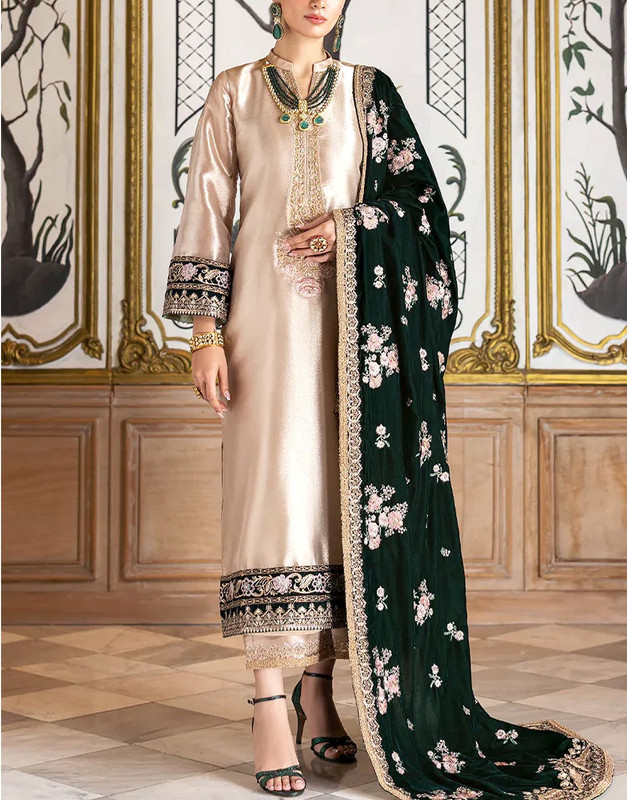 Heavy Embroidered Masoori Bridal Suit 2025 with Luxury Velvet Shawl