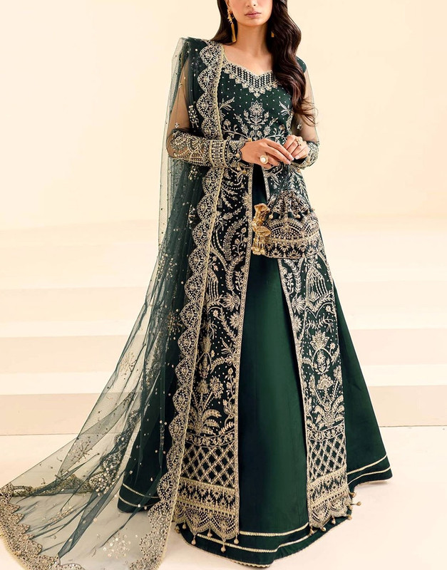 Luxury Heavy Embroidered NET Bridal Wear Maxi Dress 2025