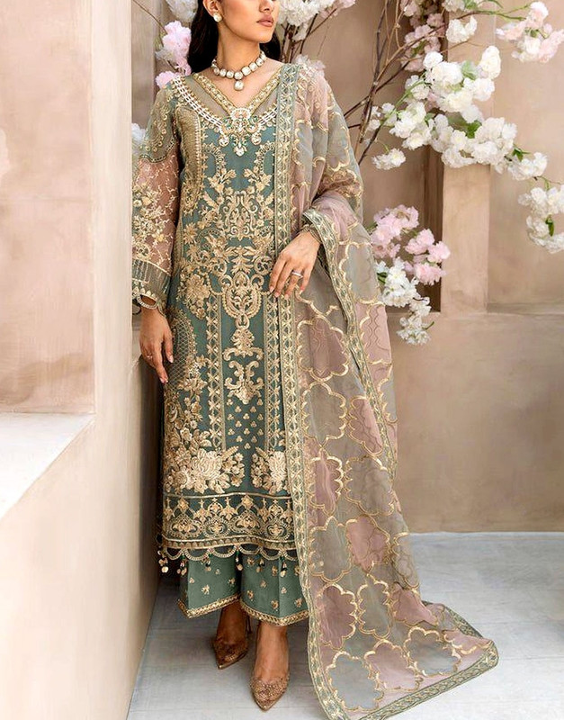 Luxurious Handwork Embroidered Organza Party Dress with Emb. Silk Trouser 2026