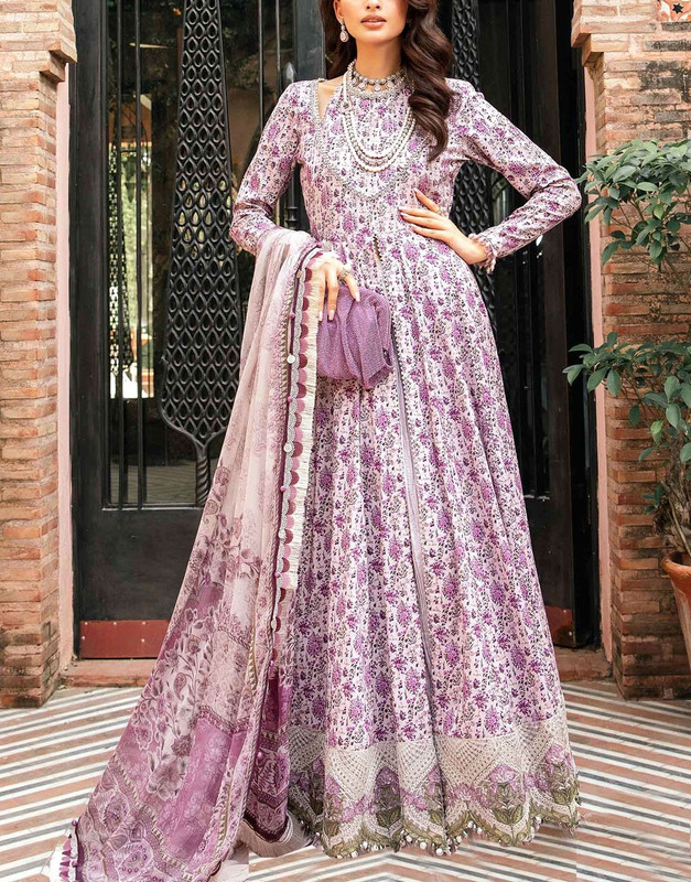 Elegant All-Over Print & Embroidered 3-Piece Lawn Suit with Chiffon Dupatta | Summer Collection 2026