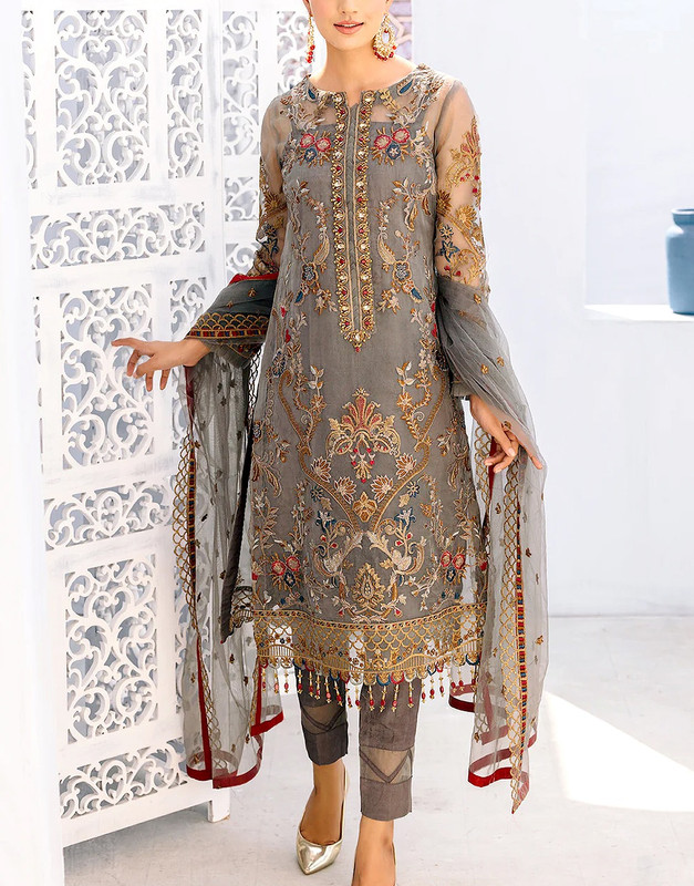 Handwork Embroidered Organza Party Wear Dress with Embroidered Net Dupatta 2026
