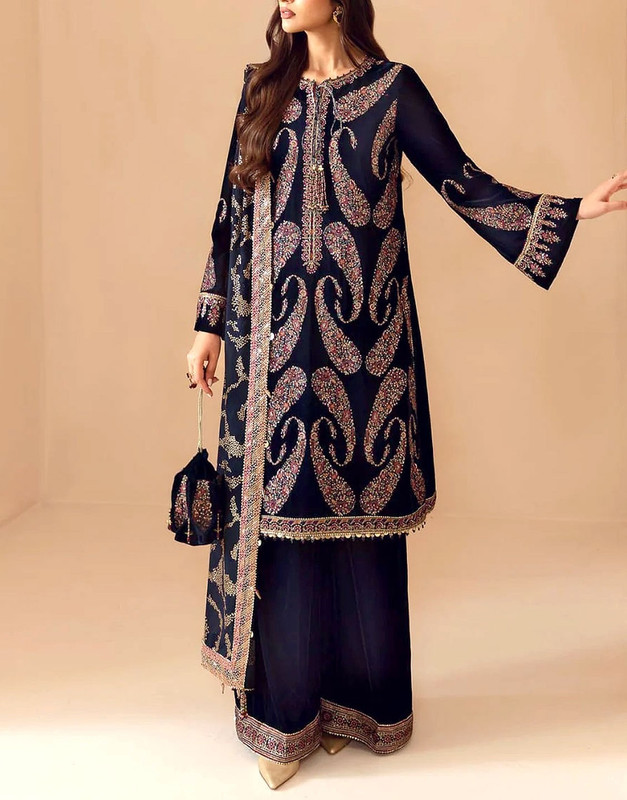 Luxury Heavy Embroidered Velvet Dress with Emb. Chiffon Dupatta 2026