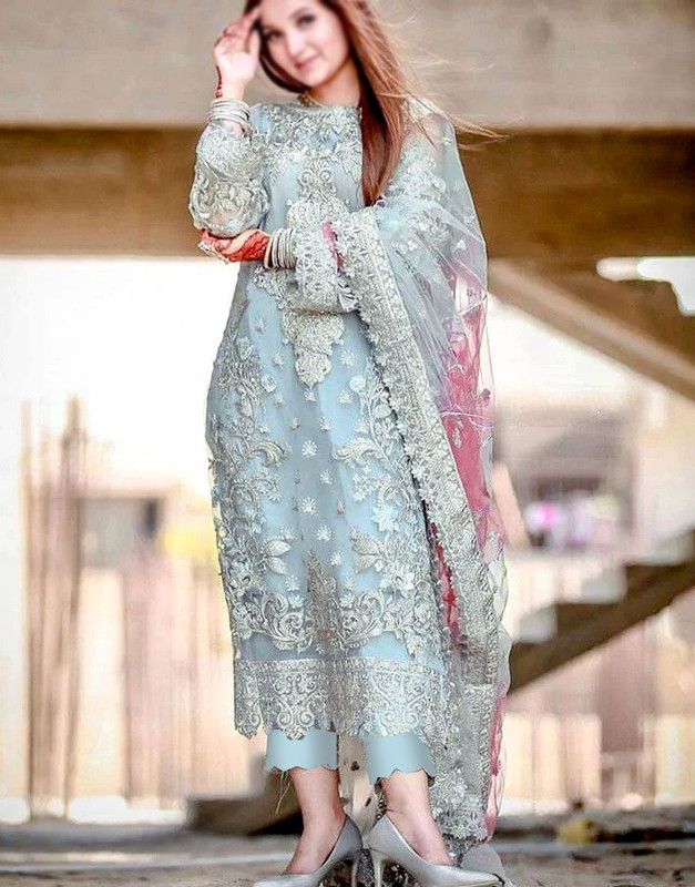 Heavy Embroidered with Handwork Organza Wedding Dress 2026