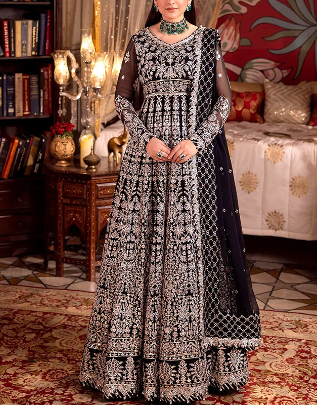 Luxurious Heavy Embroidered Bridal Chiffon Maxi Dress 2026