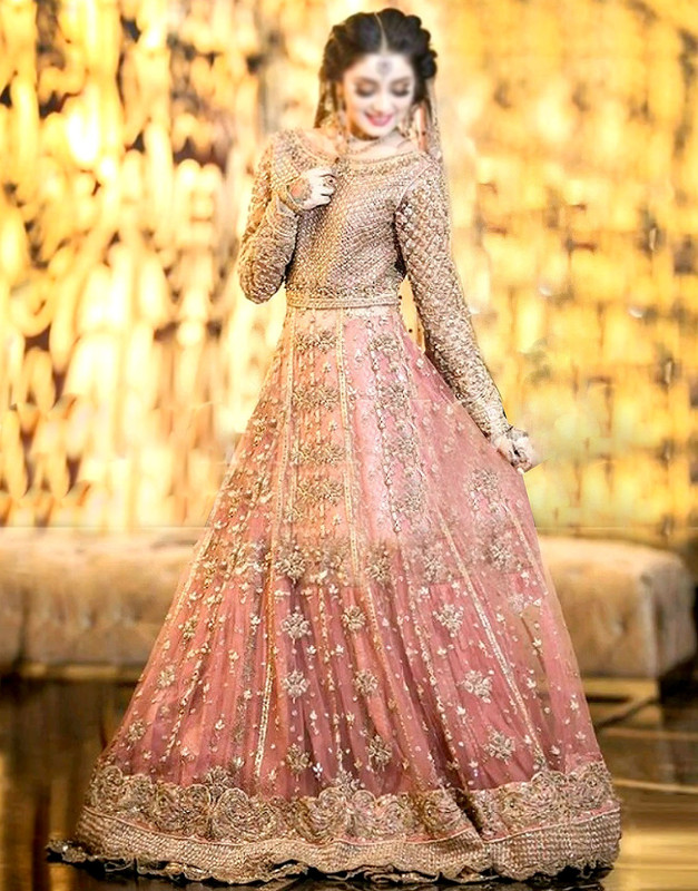 Heavy Embroidered Net Bridal Maxi Dress with Heavy Border Net Dupatta 2026