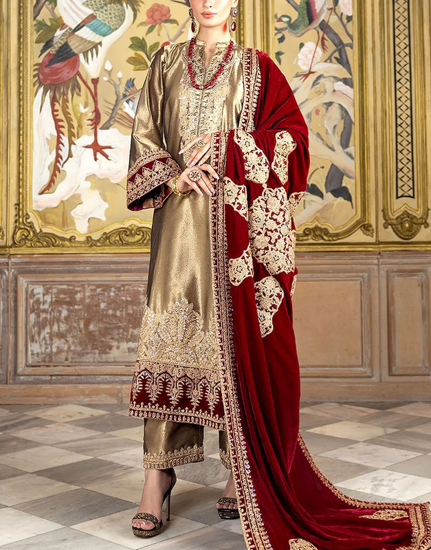 Heavy Embroidered Masoori Bridal Dress 2025 with Luxury Velvet Shawl